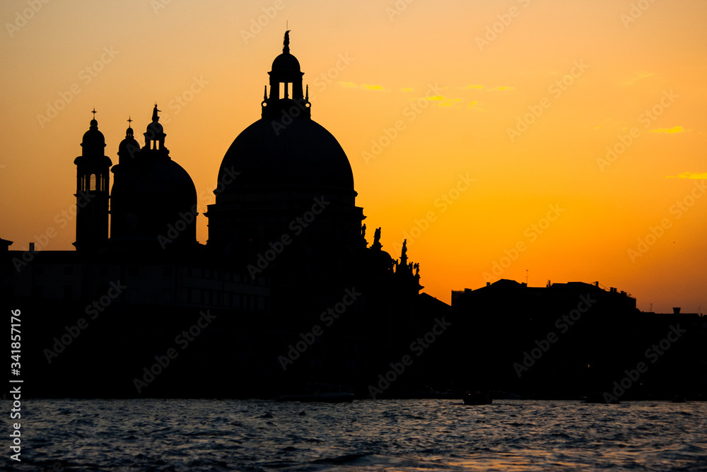 Silhouette of the Basilica San Marco in Venice.