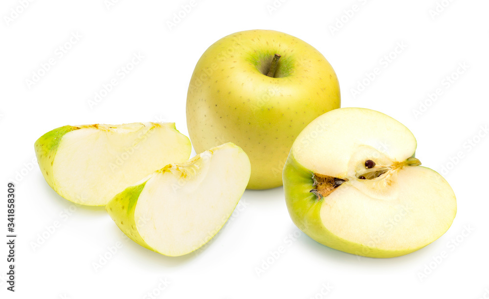 Fresh Green Apple Isolated on White, Apple Wang Lin or Apple Orin, Golden yellow delicious juicy apples isolated on white Fresh Green Apple Isolated on White, Apple Wang Lin or Apple Orin, Golden yellow delicious juicy apples isolated on white