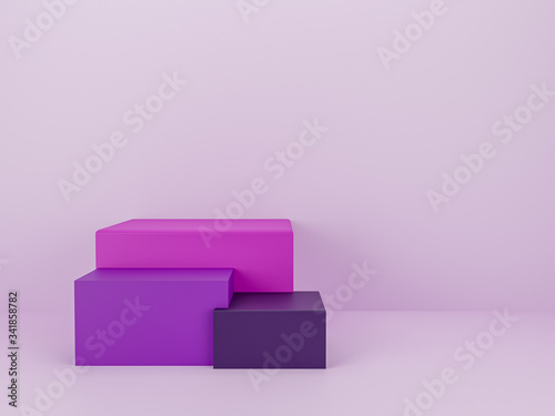 3d render purple color stan platform shows production on background