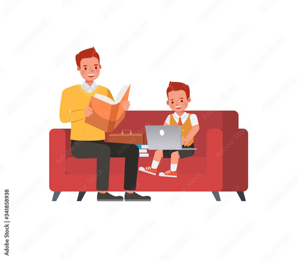 Happy father and son character vector design for father's Day concept. no12