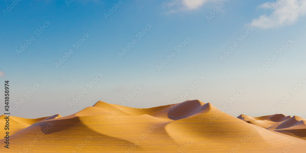 Beautiful Desert with blue sky and clouds background landscape