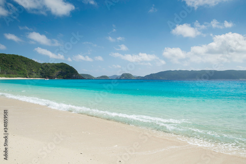 Tropical beach with turquoise water on the beautiful island of Zamami.