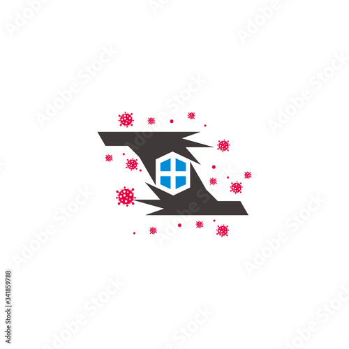 stay home stay save from virus geometric hand simple design symbol vector