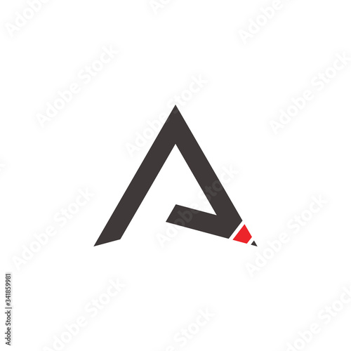 letter A pencil education symbol logo vector