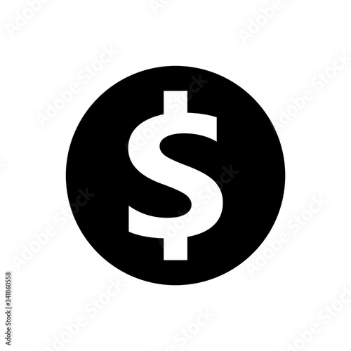 Wallpaper Mural dollar currency icon isolated on white, coin dollar money black white for icon, dollar money symbol in circle coin shape, flat icon currency coin for button info graphics simple Torontodigital.ca