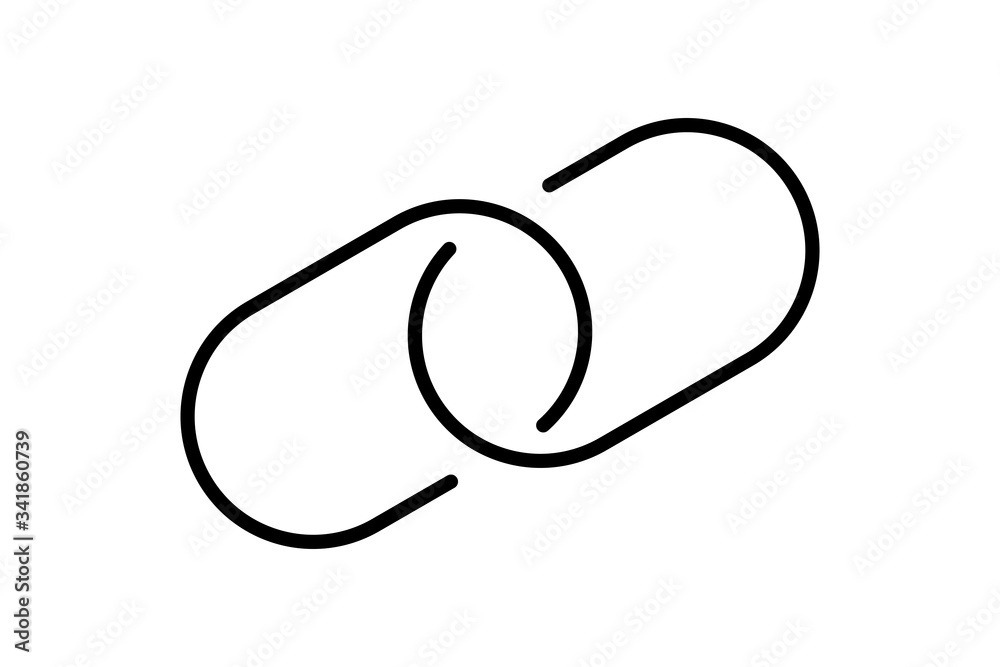 chain link symbol for icon, simple hyperlink link chain with line thin ...