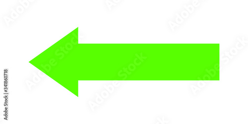 green arrow glowing color for icon isolated on white, arrow green pointer left symbol for direction, simple arrow pointing left for navigation, arrow cursor for digital upload icon