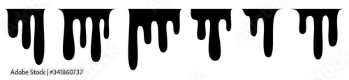 Black melt drips or liquid sauce drops. Black liquid or melted chocolate drips, current paint.