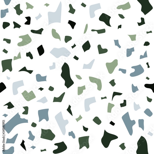 Terrazzo flooring vector seamless pattern. Modern vector illustration for fabric print, wrapping paper, flooring. Classic venetian terrazzo style of floor of natural stone, granite, quartz.