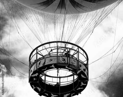 Black and white hot air balloon close up