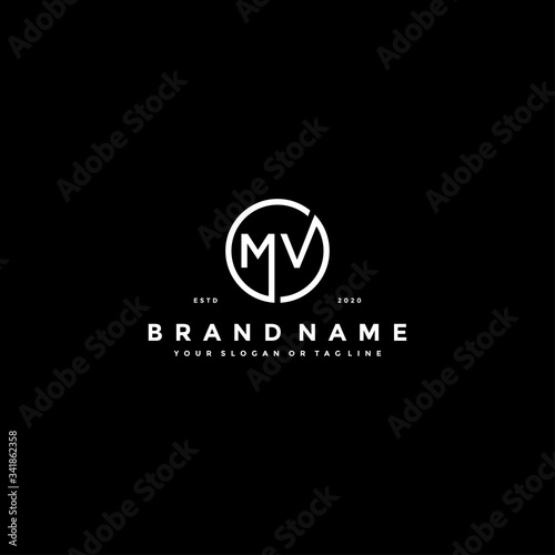 letter MV logo design vector
