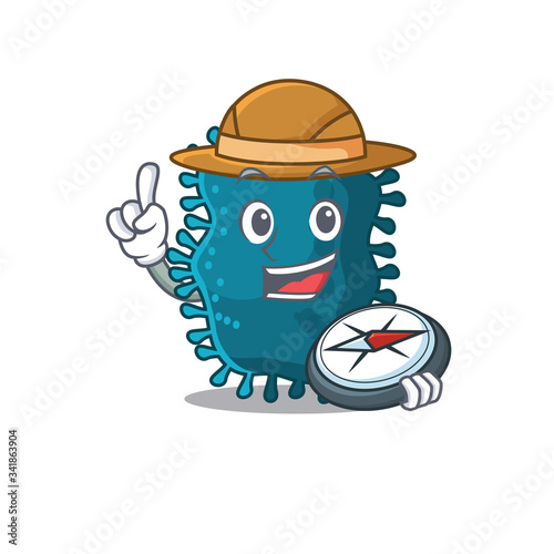 mascot design concept of clostridium explorer with a compass