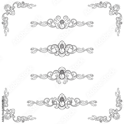 Classic Vitage Wedding Vector Ornaments frames Separator elements for Classic Vintage Wedding Invitation