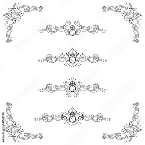 Classic Vitage Wedding Vector Ornaments frames Separator elements for Classic Vintage Wedding Invitation