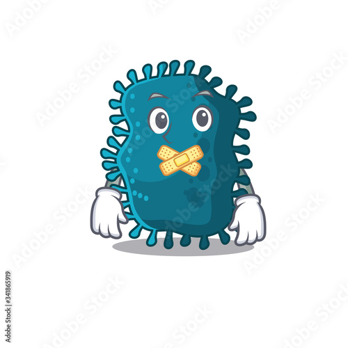 Clostridium cartoon character style with mysterious silent gesture