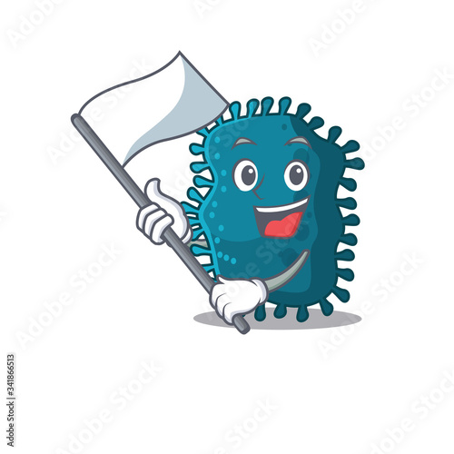 A nationalistic clostridium mascot character design with flag