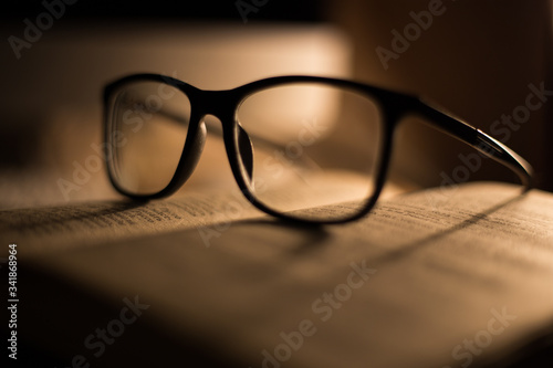 Glasses for sight and vision correction and protection from computer on the book