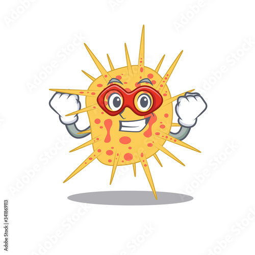 A cartoon character of mycobacterium kansasii performed as a Super hero