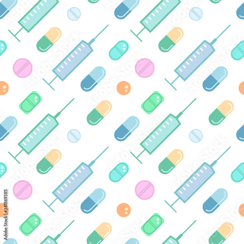 Health care icones vector seamless pattern. Vector medicine illustration background.