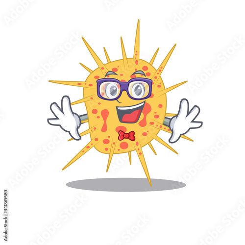 Mascot design style of geek mycobacterium kansasii with glasses