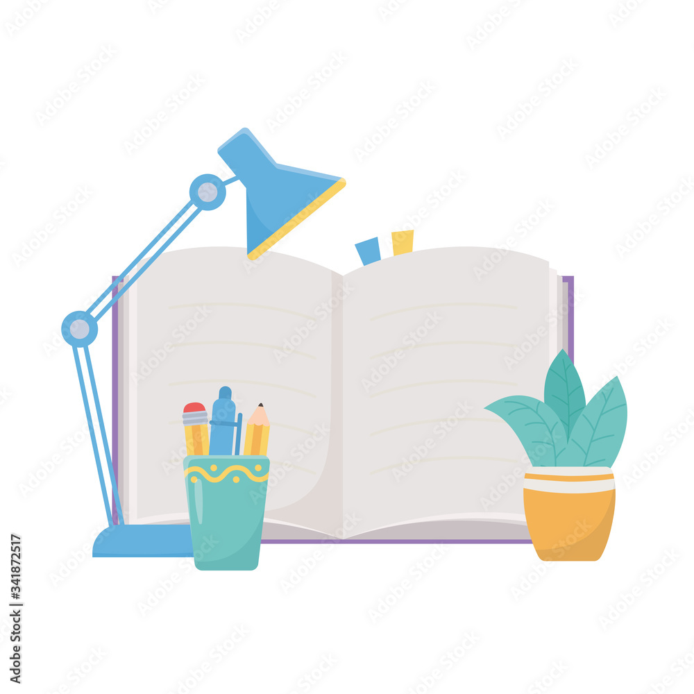 School book lamp plant pencils mug vector design School book lamp plant pencils mug vector design