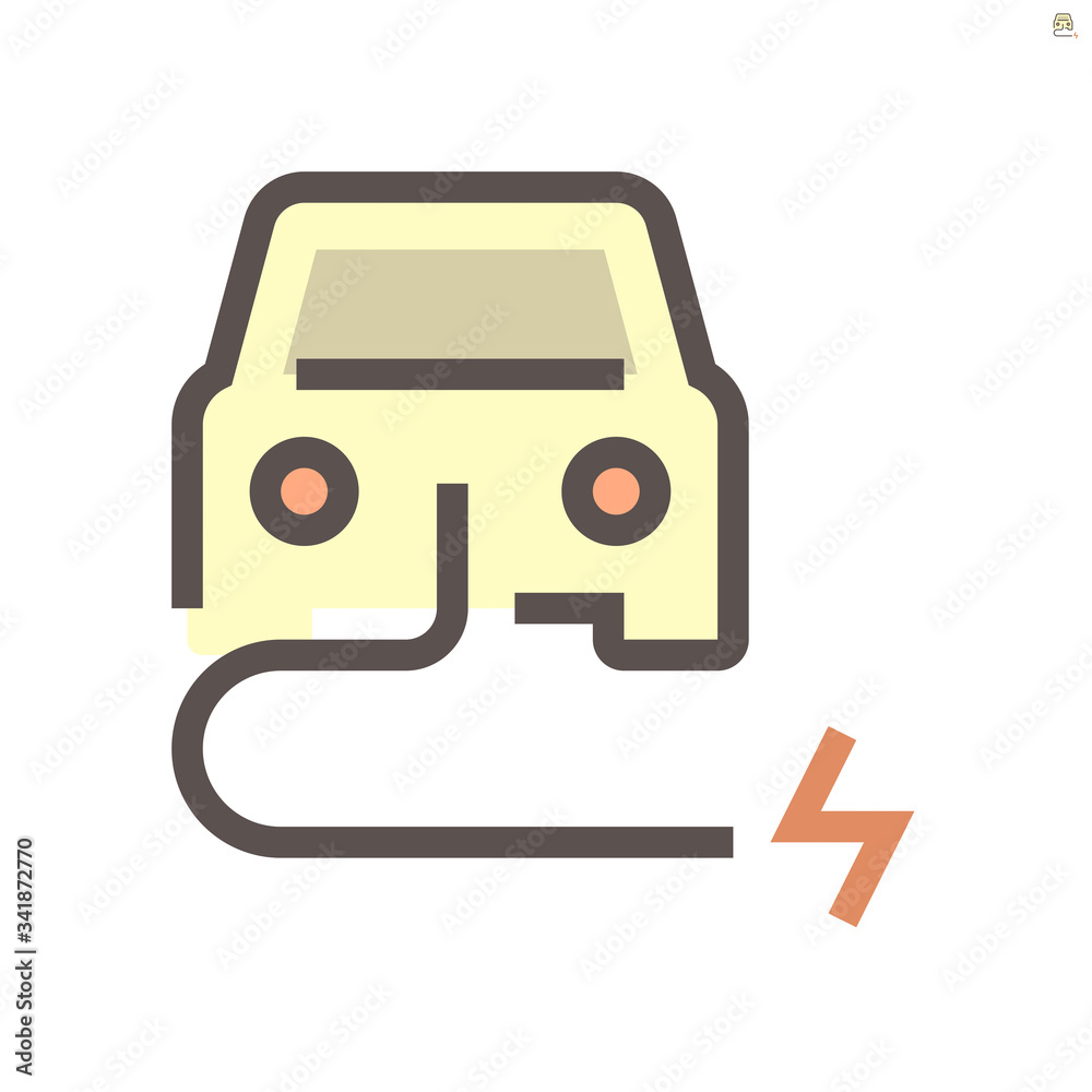 Electric car or ev car charging vector icon design, 48x48 pixel perfect and editable stroke. Electric car or ev car charging vector icon design, 48x48 pixel perfect and editable stroke.