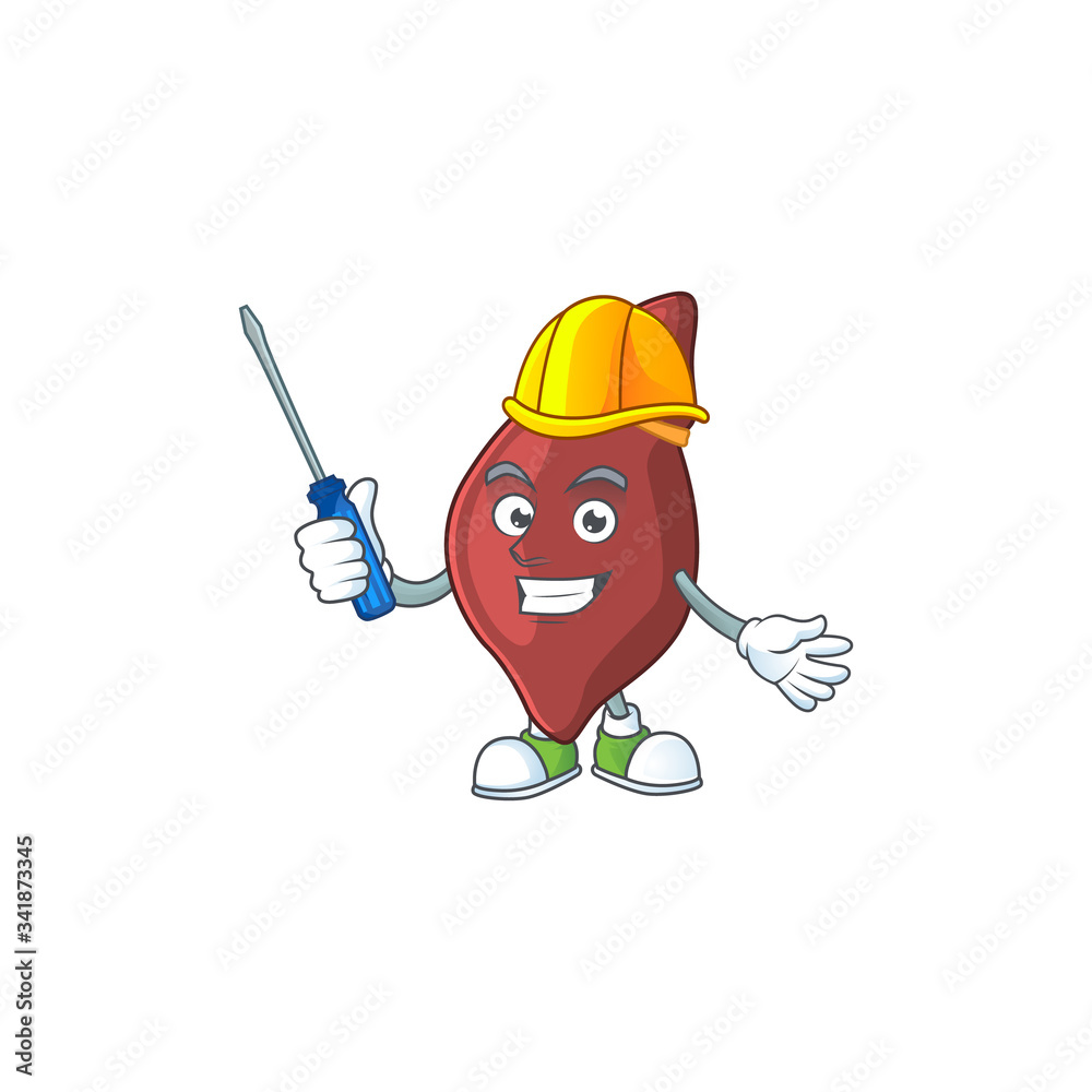 Smart automotive liver presented in mascot design style