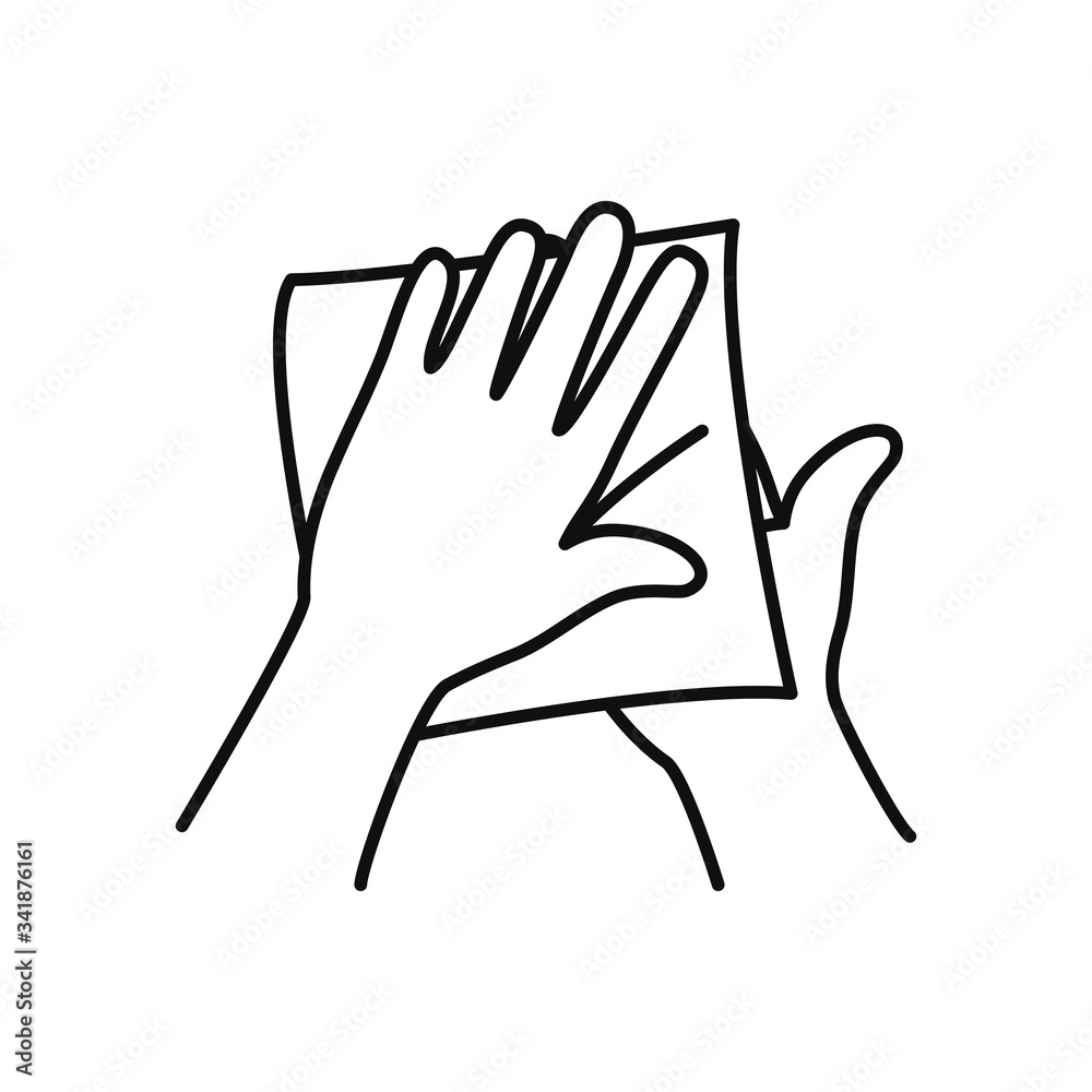 Fototapeta premium hands with dryer paper icon, line style