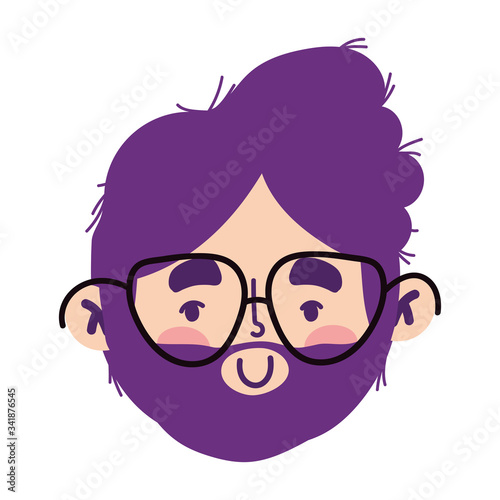 Isolated avatar man head with glasses vector design