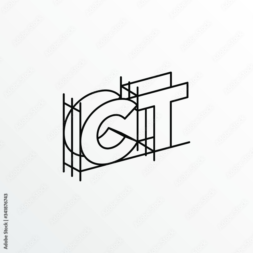 Initial Letter CT with Architecture Graphic Logo Design