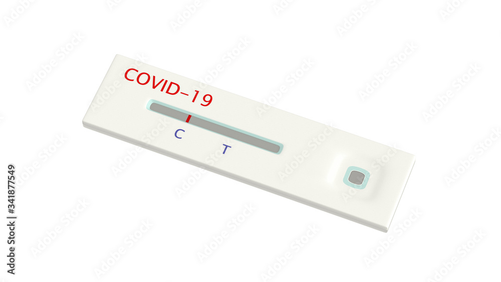 3d rendering of coronavirus Rapid diagnostic test