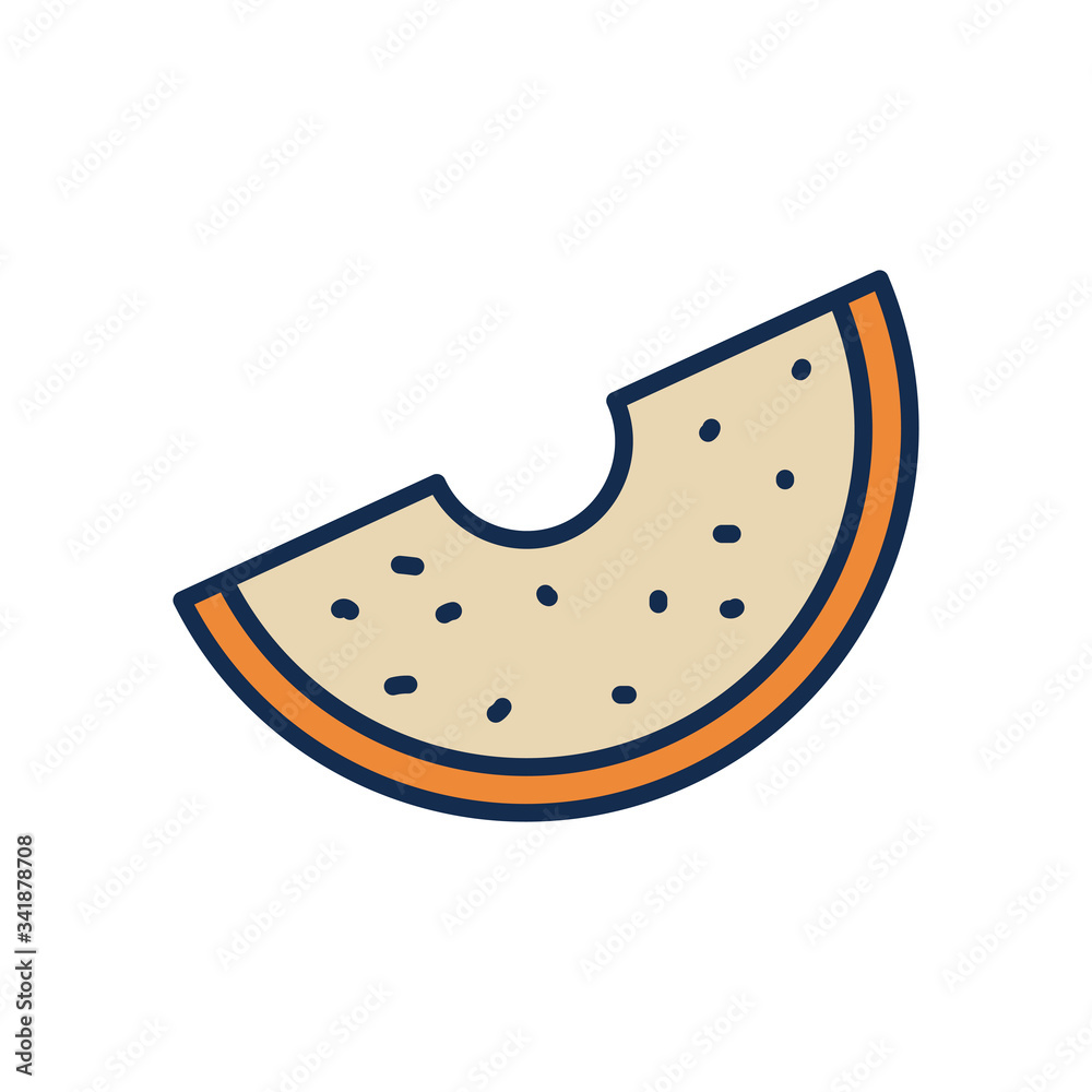 vegetables and fruits concept, potato slice icon, line and fill style vegetables and fruits concept, potato slice icon, line and fill style