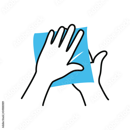 hands with dryer paper icon, half color half line style