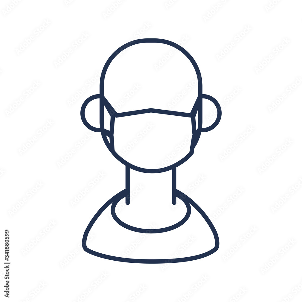 man with medical mask , line style icon man with medical mask , line style icon