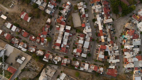 aerial view of colorful houses