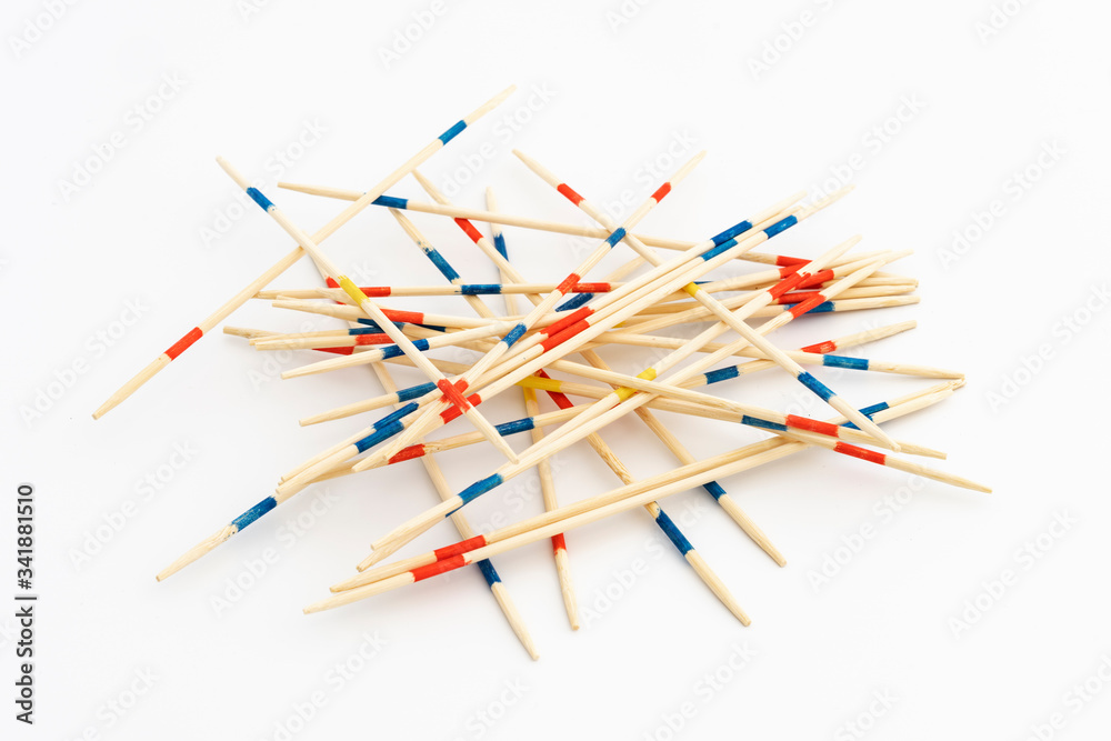 Mikado, wooden sticks on white Mikado, wooden sticks on white