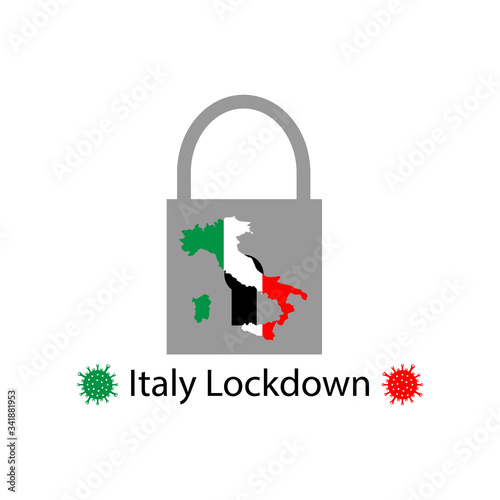 padlock italy lockdown disease corona virus banner poster