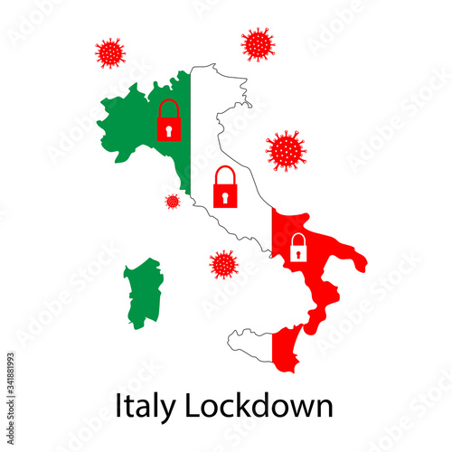 padlock italy lockdown disease corona virus banner poster