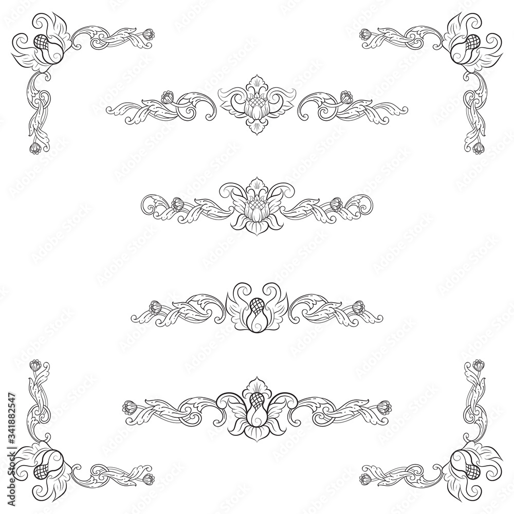 Classic Vitage Wedding Vector Ornaments frames Separator elements for Classic Vintage Wedding Invitation