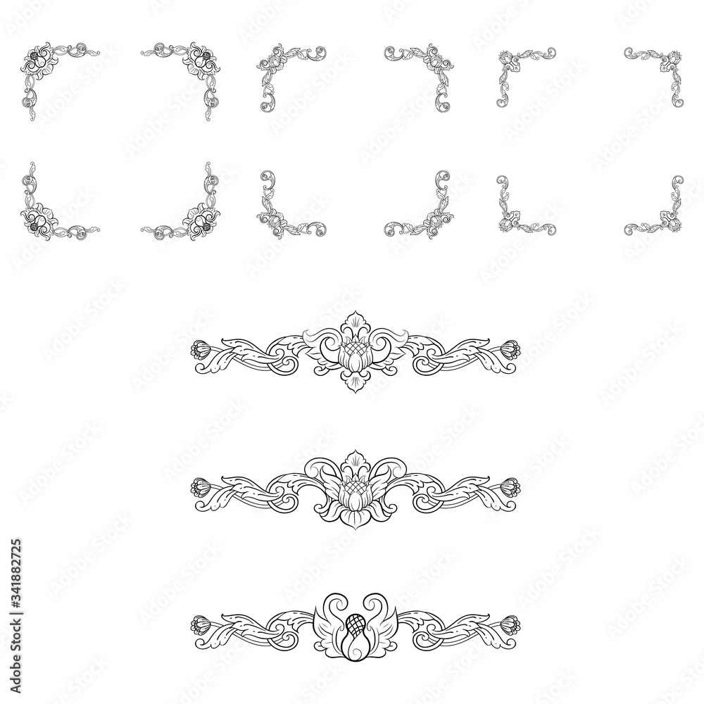 Classic Vitage Wedding Vector Ornaments frames Separator elements for Classic Vintage Wedding Invitation