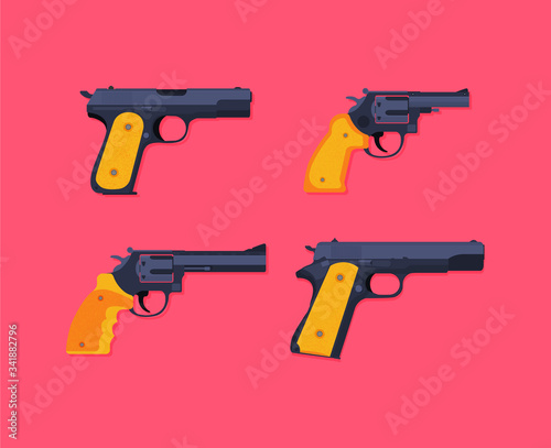 Flat vector illustration of antiquated American Gun.