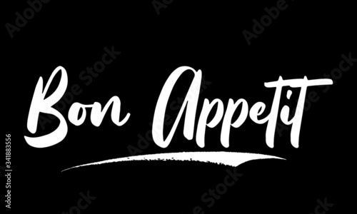 Bon Appetit Calligraphy Black Color Text On Black Background