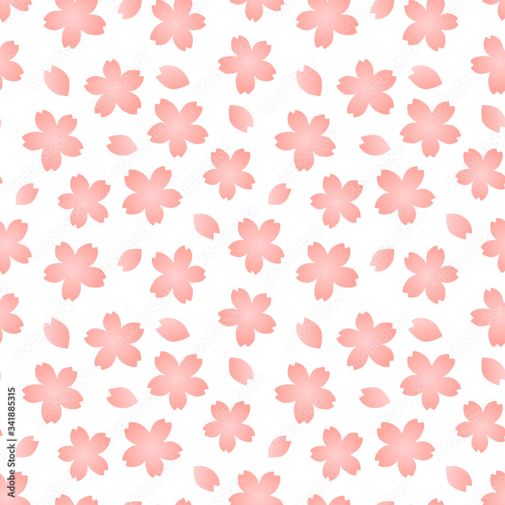 Vector seamless pattern, cherry blossom, 桜  パターン グラデーション　桜吹雪　