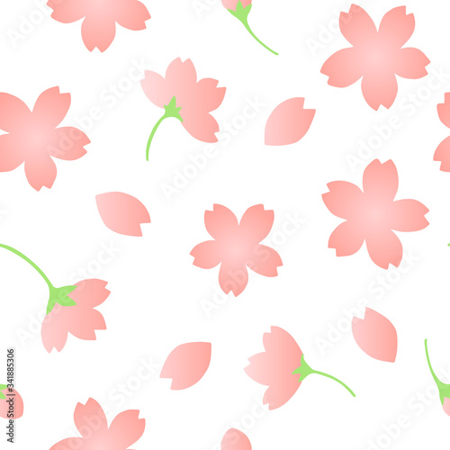 Vector seamless pattern, cherry blossom, 桜  パターン グラデーション　桜吹雪　