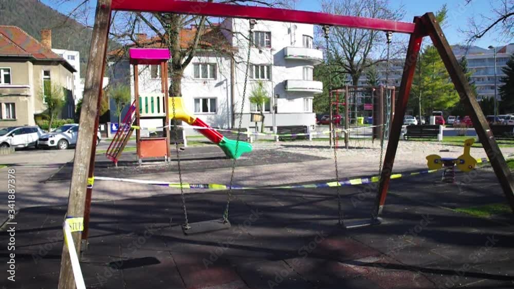 Empty child playground due Coronavirus COVID-19 social restrictions in Slovakia Empty child playground due Coronavirus COVID-19 social restrictions in Slovakia