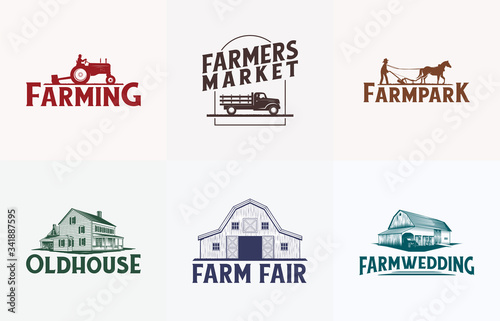 Farm logo vector icon bundle