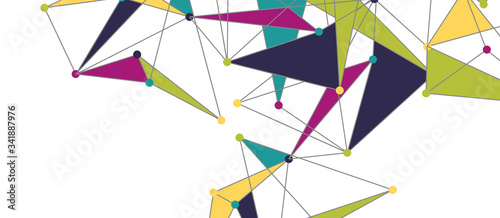 Line points connections, triangular technology design. Abstract geometric background