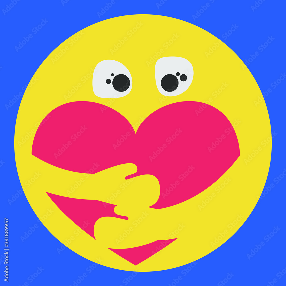 Yellow hug heart emotion icon. sending love hope cheerful save. The Coronavirus is affecting many countries and territories around the world 