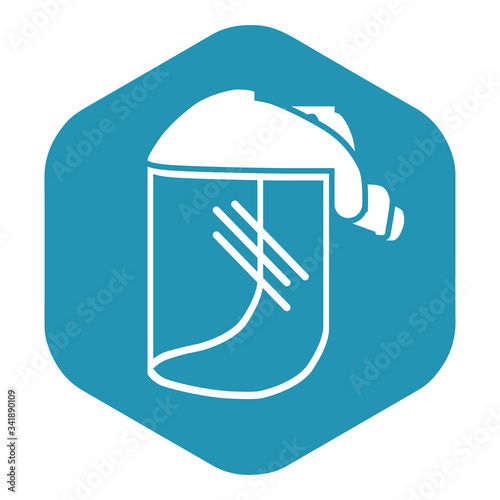 Protective mask icon. Mask for various works in construction and carpentry. Face and eye protection. Vector illustration isolated on a white background for design and web.