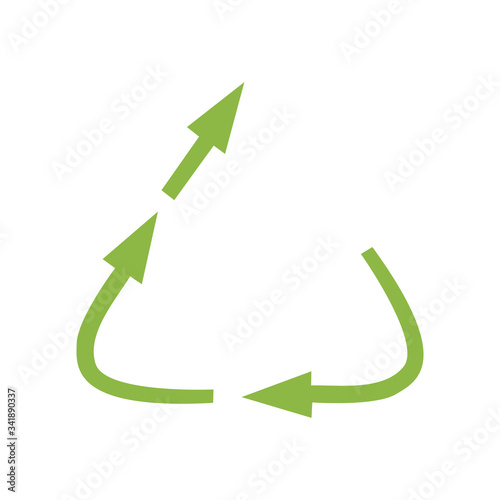 Vector upcycling sign, isolated on white background. Green reuse symbol for ecological design. Zero waste lifestyle.